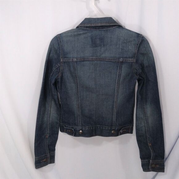 Old Navy Classic Jean Jacket Button Front Blue Denim Coat Pockets Stretch XS - Picture 2 of 6